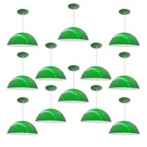 Kit 12 Luminária Pendente Meia Lua 50cm Interior Branco Brilho Com Fiação 110/220v