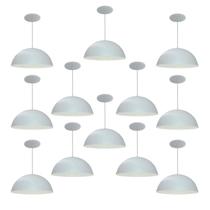 Kit 12 Luminária Pendente Meia Lua 50cm Interior Branco Brilho Com Fiação 110/220v