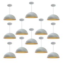 Kit 12 Luminária Pendente Meia Lua 50cm Interior Cobre Com Fiação 110/220v
