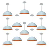 Kit 12 Luminária Pendente Meia Lua 50cm Interior Laranja Com Fiação 110/220v Kit 12 Luminária Pendente Meia Lua 50cm Interior Laranja Com Fiação 110/220v