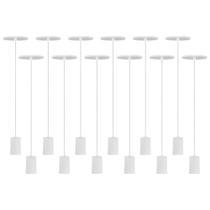 Kit 12 Luminaria Pendente Simples Cabo 80cm Branco Vintage Kit 12 Luminaria Pendente Simples Cabo 80cm Branco Vintage
