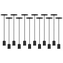 Kit 12 Luminaria Pendente Simples Cabo 80cm Preto Vintage