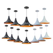 Kit 12 Luminária Pendente Tailandesa Com Interior Laranja Com Fiação 110/220v