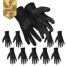 Kit 12 Luva Multitato PU Preta Super Safety SS1003