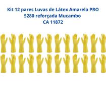 Kit 12 Luvas Látex Amarela PRO 5280 reforçada Mucambo CA 11872
