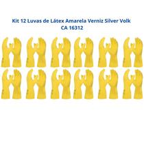 Kit 12 Luvas Látex Proteção Quimica Amarela Verniz Silver Volk CA 16312