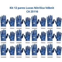 Kit 12 Luvas Proteção Nitrílica Punho Lona Produtos Químicos VDBNIT Volk CA 25116