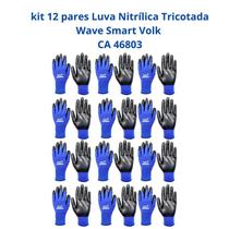 Kit 12 Luvas Proteção Nitrílica Tricotada Wave Smart Volk EPI CA 46803