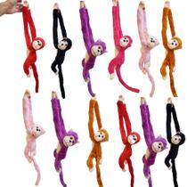 Kit 12 Macacos de Pelúcia Som e Led Brinquedo Colorido 60cm