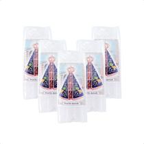 Kit 12 Maços com 08 Velas Votiva Palito Cada Branco c/ Imagem Nossa Senhora Aparecida