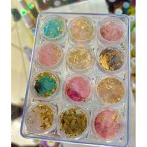 Kit 12 Madreperola Com Fio De Ouro Decoração Para Unha