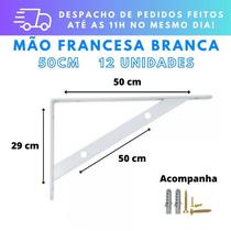 Kit 12 Mão Francesa Cantoneira Prateleira 50cm + Kit Fixação