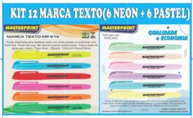 KIT 12 Marca Texto(6 neon + 6 pastel) Masterprint