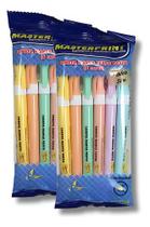 Kit 12 Marca Texto Pastel Slim Ponta Chanfrada Masterprint Variados