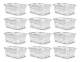 Kit 12 Marmitas Potes 750Ml Plástico Com Travas Hermético -