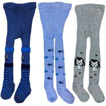 Kit 12 Meia Calça Infantil Menino Com Estampa Inverno Proteção Frio