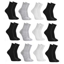 Kit 12 Meias Cano Alto Sport Grossa Esportiva Básico Algodão Unissex Kit 12 Meias Cano Alto Sport Grossa Esportiva Básico Algodão Unissex