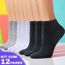 Kit 12 Meias Cano Curto Unissex Conforto e Praticidade em Cores Neutras para o Uso Cotidiano