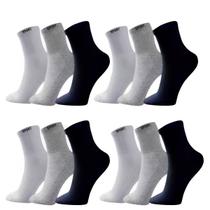 Kit 12 Meias Masculina Branco Preto Cinza Cano Longo Sport Kit 12 Meias Masculina Branco Preto Cinza Cano Longo Sport