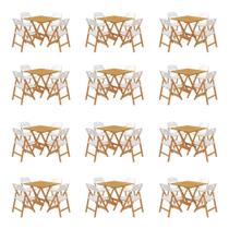 Kit 12 Mesas Dobráveis Elegance 4 Lugares MDF Cadeiras Branco 70CM Mega Madeira Kit 12 Mesas Dobráveis Elegance 4 Lugares MDF Cadeiras Branco 70CM Mega Madeira