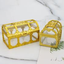 Kit 12 Mini Baú Dourado De Acrílico Enfeite Para Festa Lembrancinha Decoração