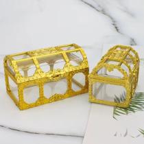 Kit 12 Mini Baú Dourado De Acrílico Enfeite Para Festa Lembrancinha Decoração Kit 12 Mini Baú Dourado De Acrílico Enfeite Para Festa Lembrancinha Decoração