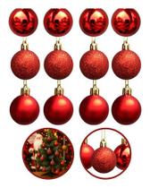 Kit 12 Mini Bolas Bolinha Árvore Natal Decoração Enfeite 4cm Vermelho Sortidos