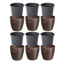 Kit 12 Mini Cachepô Elegance Decorativo Cachepo de Centro de Mesa Pequeno + 12 Pote Vaso NP06 Preto - Nutriplan