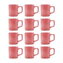 Kit 12 Mini Canecas Chá Rosa 80mL Xícara Café Expresso