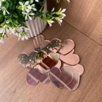 Kit 12 Mini Corações Acrílico Espelhado Rosé Decoração Para Peredes Kit 12 Mini Corações Acrílico Espelhado Rosé Decoração Para Peredes