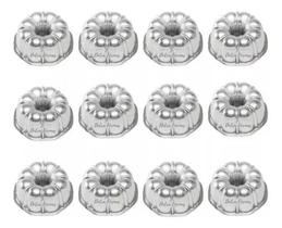 Kit 12 Mini Formas Suíça Decorada Nº 1 8,5x4 Bolo Pudim Doce