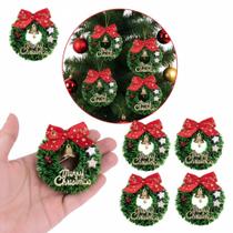 Kit 12 Mini Guirlandas De Natal Decorativas 6cm Em Poliéster Para Árvore, Lembrancinha E Artesanato Natalino