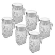 Kit 12 Mini Jarra Vidro Grosso Com Tampa Água Suco Refresco 600ml