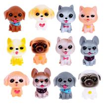 kit 12 mini pet cachorrinho miniatura brinquedo fofo lembrancinha para festa infantil diversos