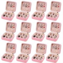 Kit 12 Mini Porta Joias Bijuteria armazenamento de colar Anéis Estojo Portátil viagem lembrancinha casamento 15 anos varias cores escolha a sua