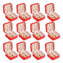 Kit 12 Mini Porta Joias Bijuteria armazenamento de colar Anéis Estojo Portátil viagem lembrancinha casamento 15 anos varias cores escolha a sua
