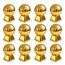 Kit 12 Mini Troféu Bola de Futebol Dourado Baleiro Acrílico Decoração Festa Copa do Mundo Kit 12 Mini Troféu Bola de Futebol Dourado Baleiro Acrílico Decoração Festa Copa do Mundo