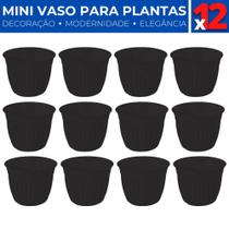 Kit 12 Mini Vaso Plástico Plantas Suculentas Cacto Jardim