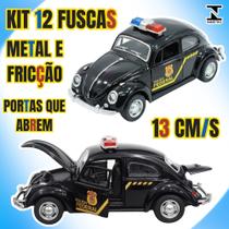Kit 12 Miniaturas Fusca Polícia Federal 13cm Metal, Fricção, Portas Que Abrem Super Realista