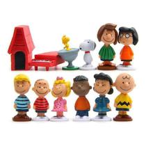 Kit 12 Miniaturas Snoopy Charlie Brown e Amigos Peanuts