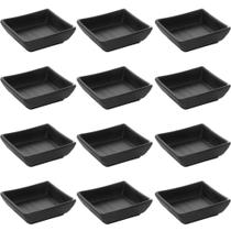 Kit 12 Molheiras para Shoyu 40ml Ramekins Melamina 7x7x2cm Pretos Tóquio Lyor Quadrados