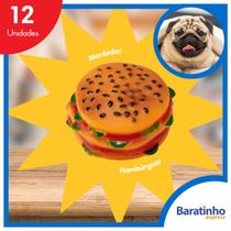 Kit 12 Mordedores Hamburguer Anti Stress Brinquedo Cachorro