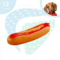 Kit 12 Mordedores Hot Dog Sonoro Brinquedo Cachorro Pet 13cm