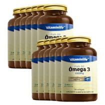 Kit 12 Ômega 3 Fish Oil 1000mg 90 Softgels Vitaminlife