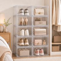 Kit 12 Organizador Box Plastico Acrílico Transparente Sapato