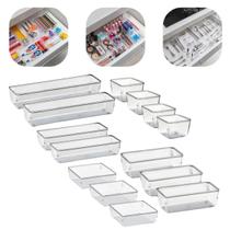 Kit 12 Organizadores Acrílico Modular Gaveta Cozinha Banheiro