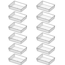 Kit 12 Organizadores Multiuso Organizador de Gavetas Modular Acrilico Cristal Transparente Grande