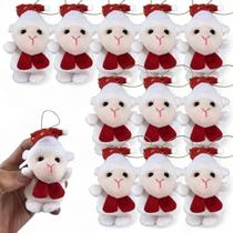 Kit 12 Ovelhas Natalinas Gorro Cachecol Pelúcia Enfeites