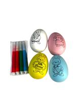 Kit 12 Ovos De Páscoa P/ Colorir Criança Pintar + Canetinhas