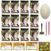 Kit 12 Ovos Escavação Dinossauro Rex Fóssil Lembrancinha - DM Toys Presente